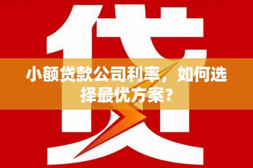 伊犁小额贷款公司利率，如何选择最优方案？