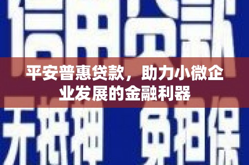 伊犁平安普惠贷款，助力小微企业发展的金融利器