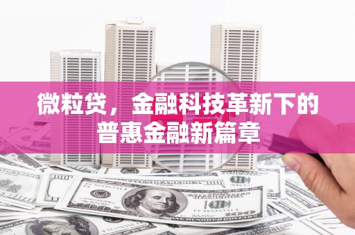 伊犁微粒贷，金融科技革新下的普惠金融新篇章